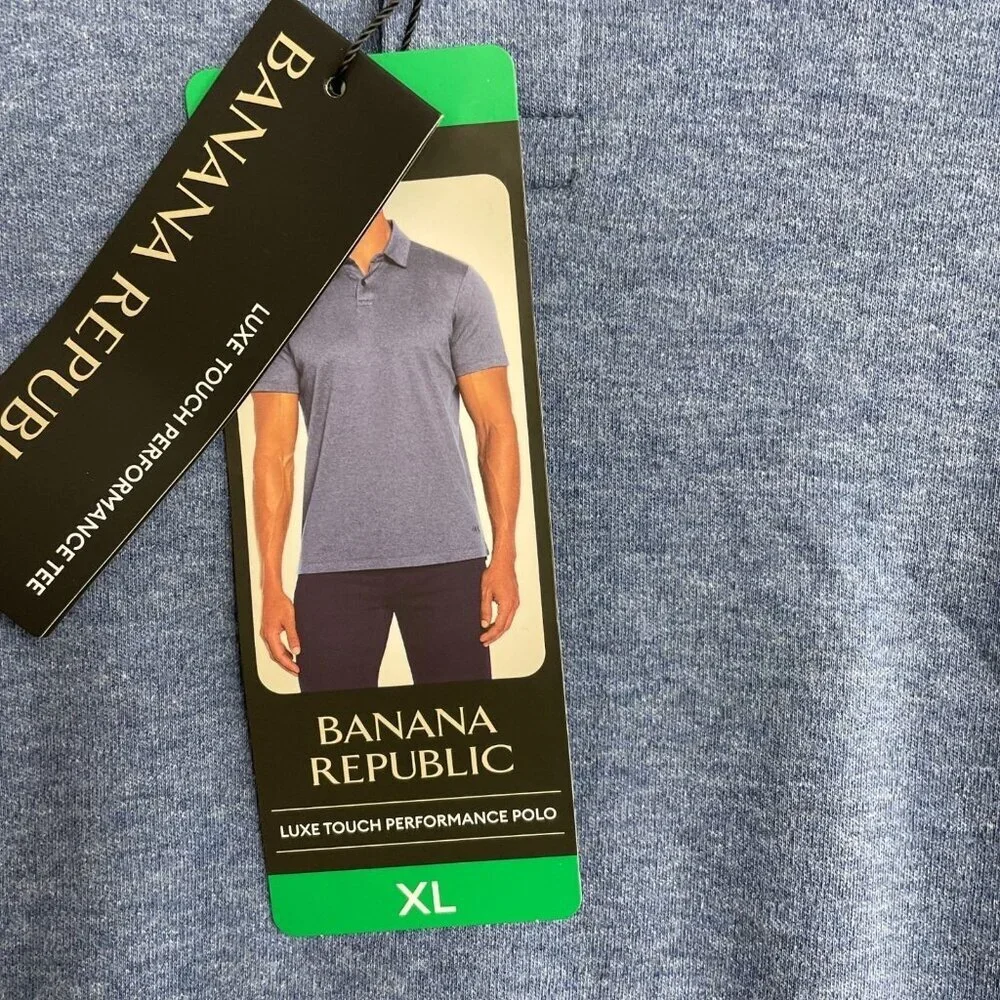 Banana Republic Men's XL Luxe Touch Performance Polo Shirt Blue N0720